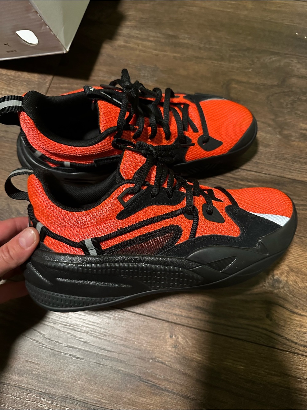 Puma Orange and Black Low-Top Athletic Sneakers